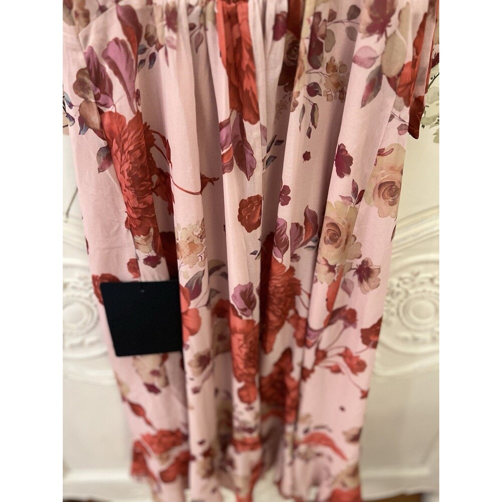 Lulus Summer Invite Midi Dress Blush Rose Tie Strap Tiered Size L NWT - Picture 6 of 9